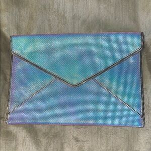 Blue Iridescent Envelope Clutch